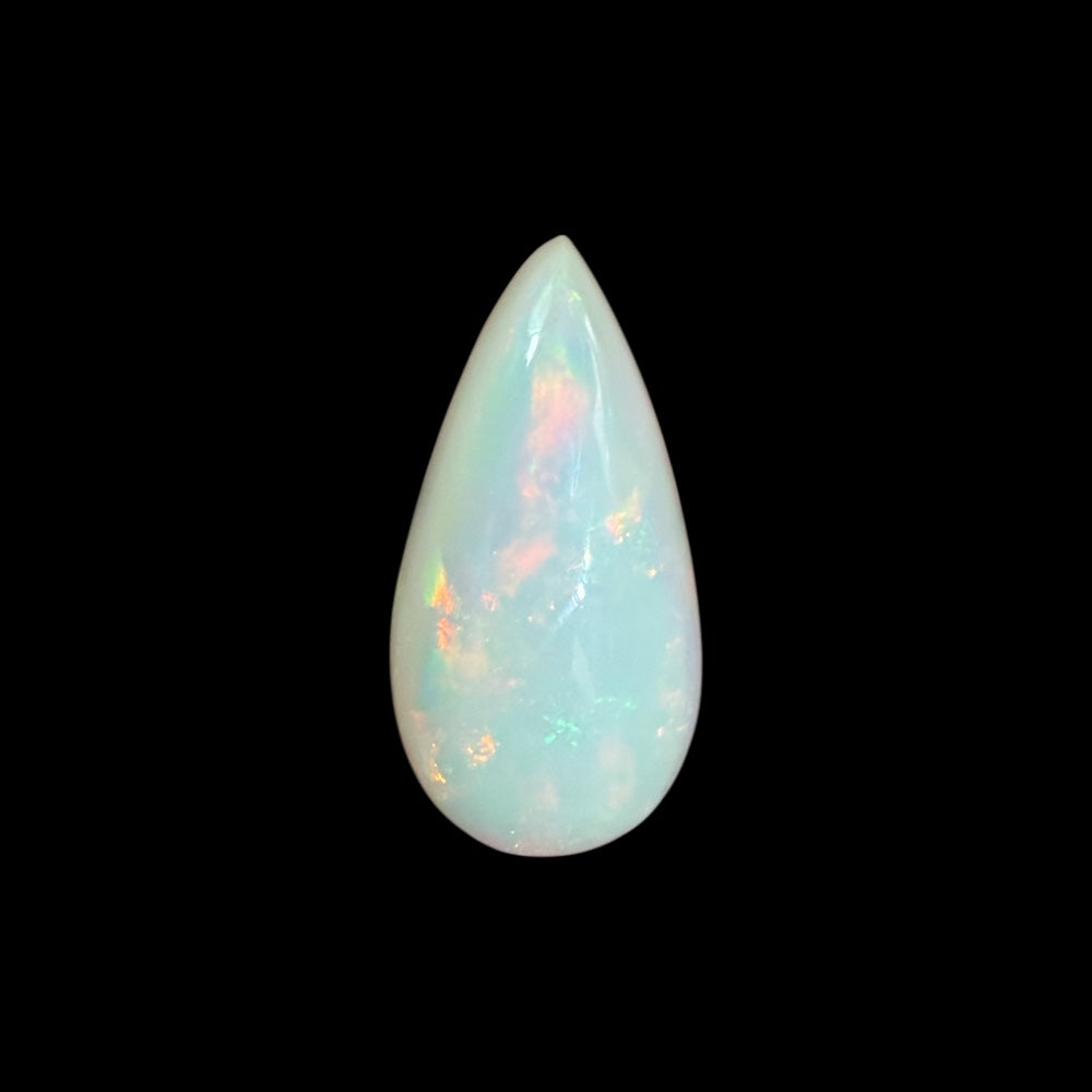 Natural White Ethiopian Opal Stone 8.93 Carats Pear Cabochon Shape 23 x 11.6 x 7.3 mm