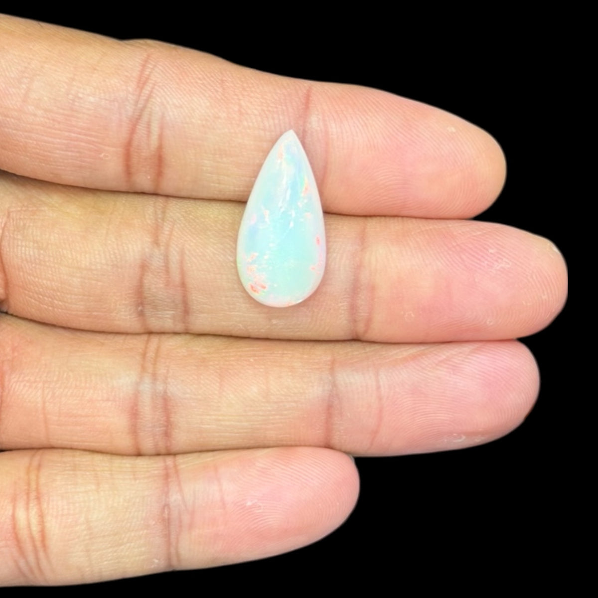 Natural White Ethiopian Opal Stone 8.93 Carats Pear Cabochon Shape 23 x 11.6 x 7.3 mm