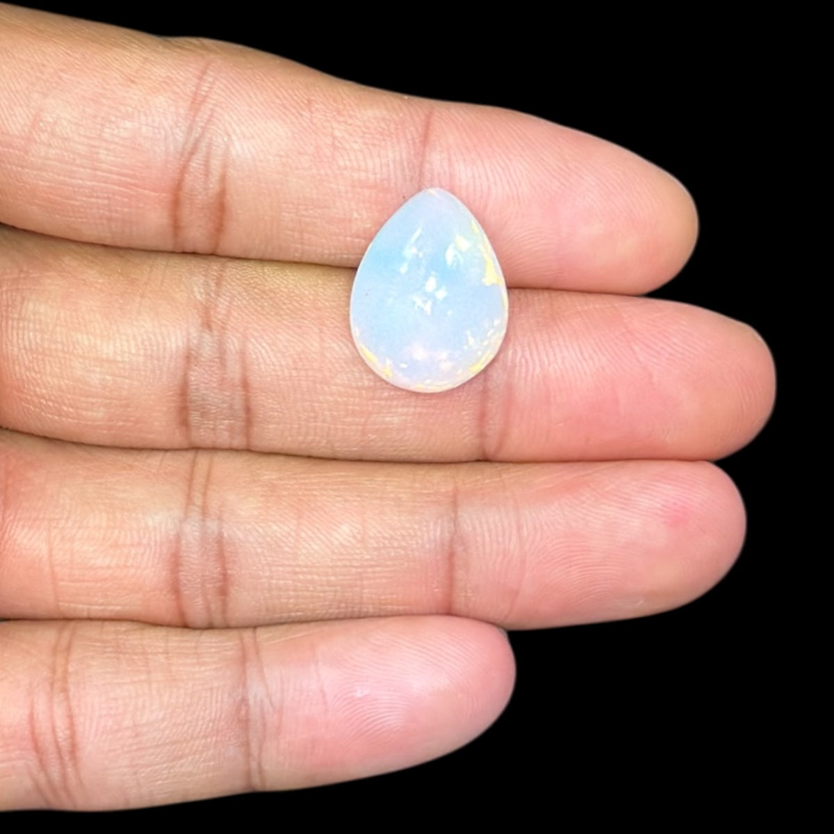 Natural White Ethiopian Opal Stone 9.13 Carats Pear Cabochon Shape 19 x 14.6 x 7.1 mm