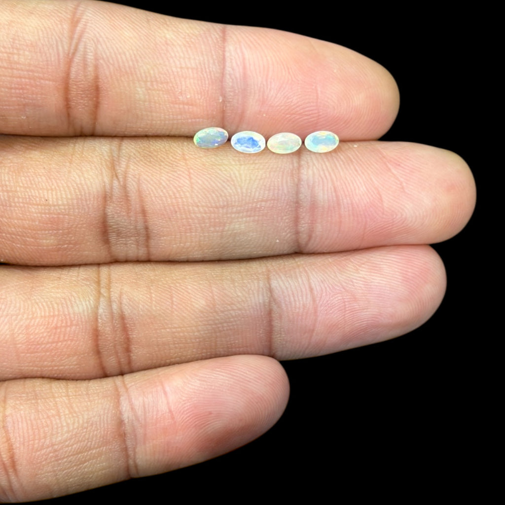 Natural White Ethiopian Opal Stone 9.75 Carats Oval Cabochon Shape 5 x 3 mm
