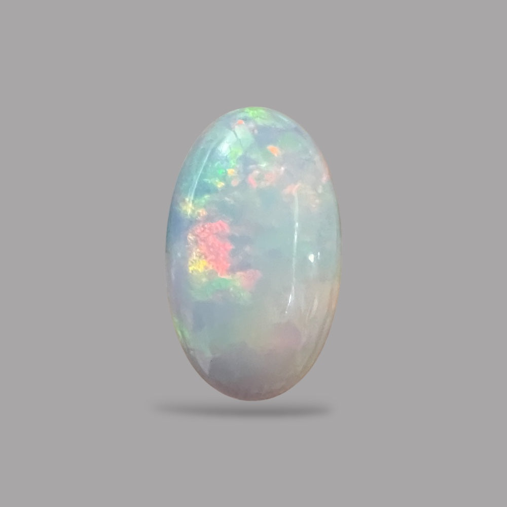 Natural White Ethiopian Opal Stone 9.98 Carats Oval Cabochon Shape 21.5 x 12.8 x 6.7 mm