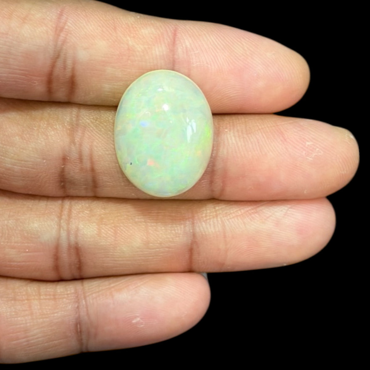 Natural WhiteSmoke Ethiopian Opal Stone 14.27 Carats Oval Cabochon Shape 24 x 18.2 x 7 mm