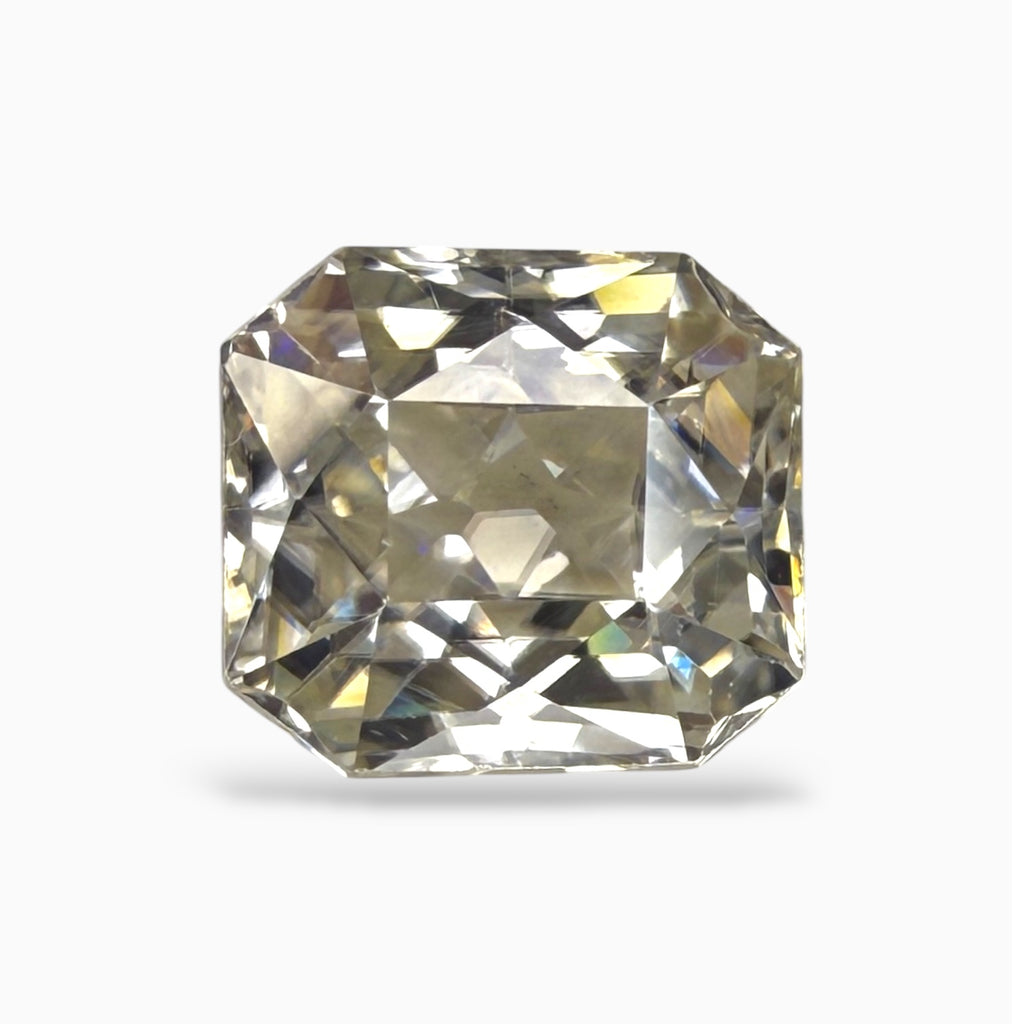 Natural White Zircon Stone Emerald Cut 5.10 Carats