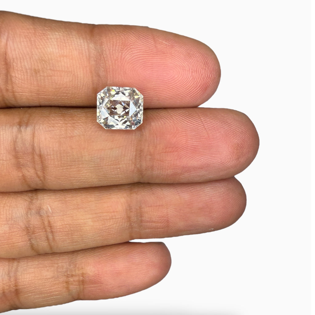 Natural White Zircon Stone Emerald Cut 5.10 Carats