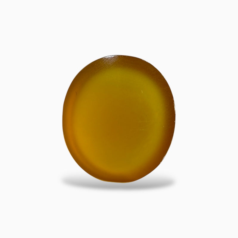 Natural Yellow Agate Stone Oval Cabochon (Mango Agate) Aqeeq 14.33 Carats 17x15 mm