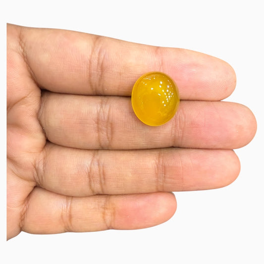 Natural Yellow Agate Stone Oval Cabochon (Mango Agate) Aqeeq 14.33 Carats 17x15 mm