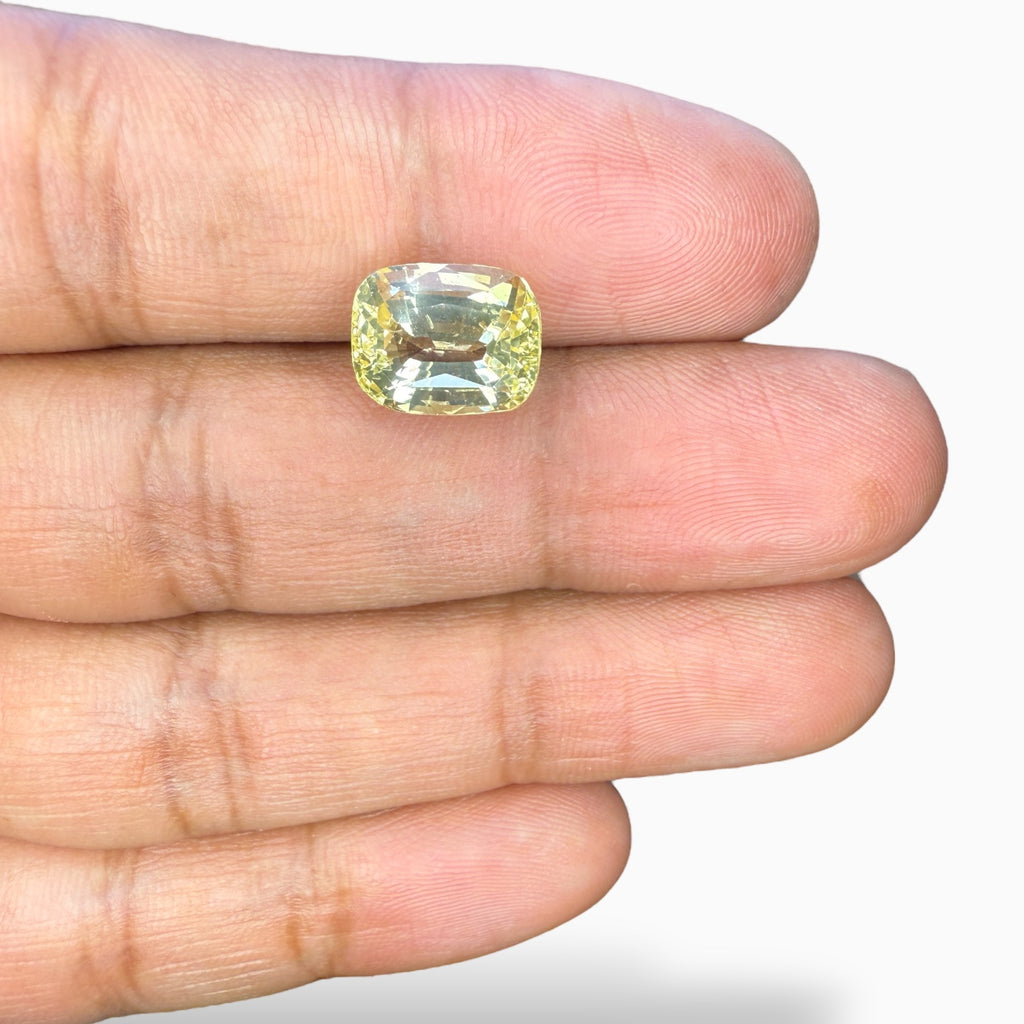 Natural Yellow Sapphire Cushion Cut 6.48 Carats 11.14 x 8.85 x 6.52 mm No Heat Srilanka
