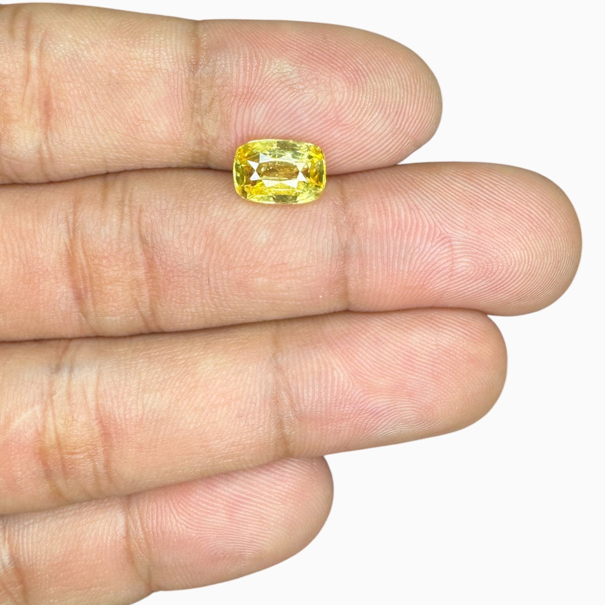 Natural Yellow Sapphire Cushion Cut Stone (Pukraj Stone) 3.07 Carats 9.60 X 6.72 X 4.59 mm