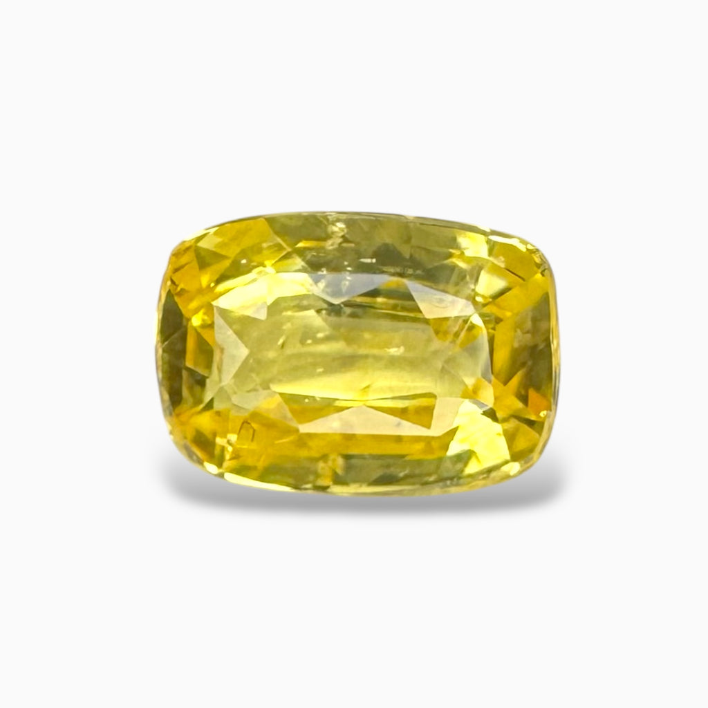 Natural Yellow Sapphire Cushion Cut Stone (Pukraj Stone) 3.07 Carats 9.60 X 6.72 X 4.59 mm
