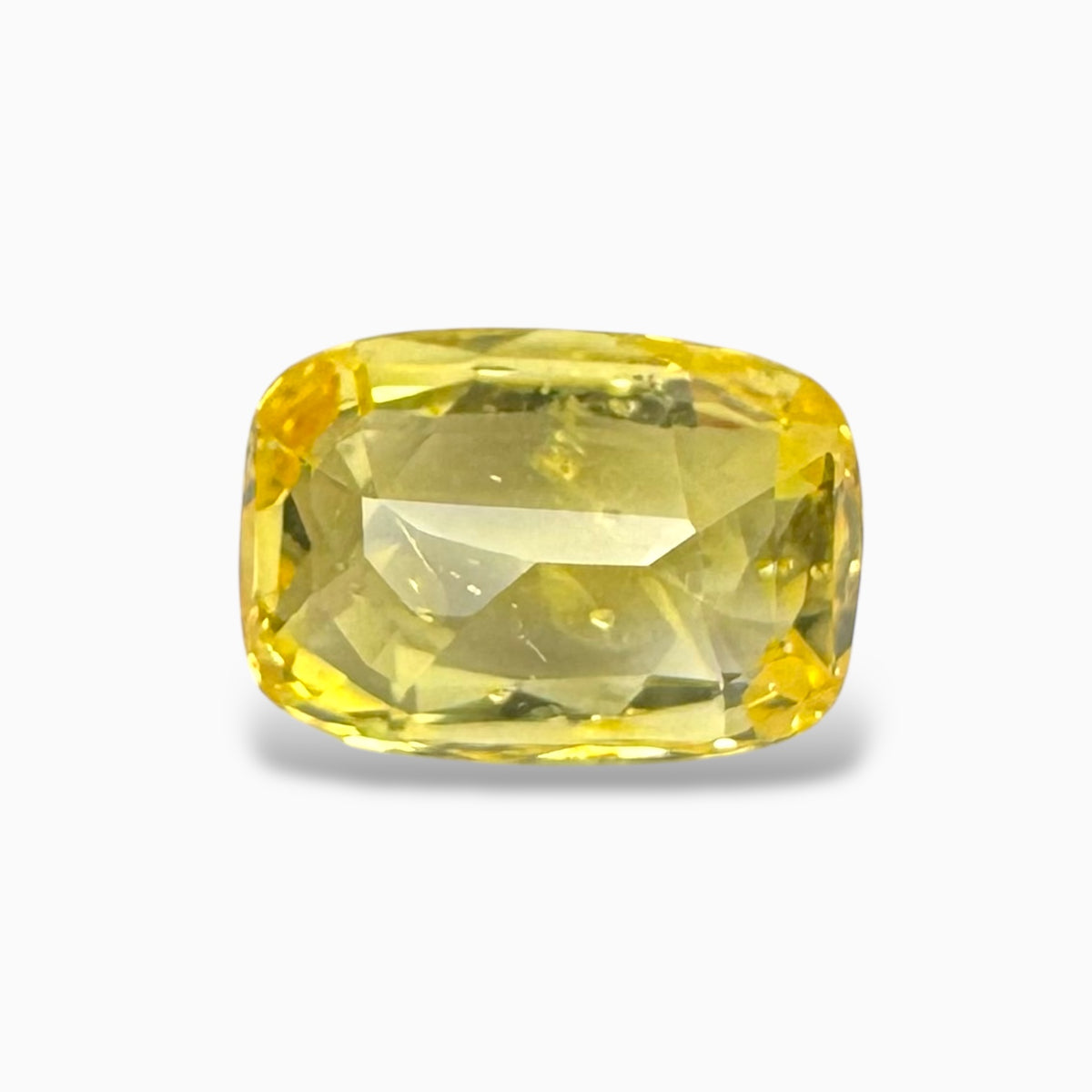 Natural Yellow Sapphire Cushion Cut Stone (Pukraj Stone) 3.07 Carats 9.60 X 6.72 X 4.59 mm