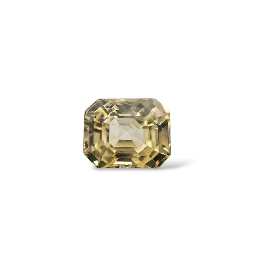 Natural Yellow Sapphire Gemstone 4.79 Carats Emerald Cut Shape 9.3x7.5 mm