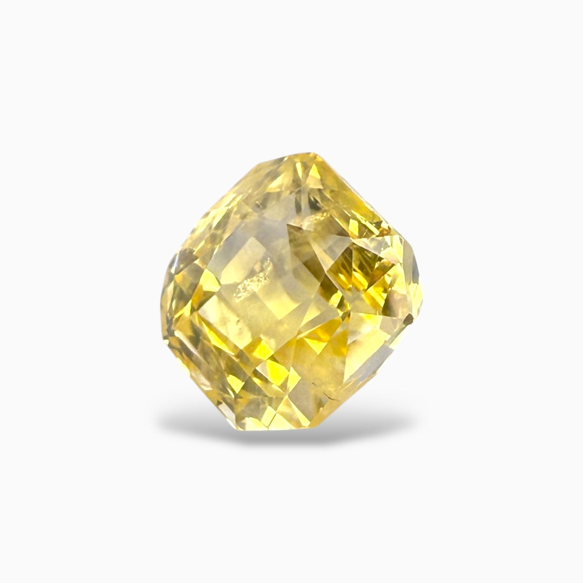 Natural Yellow Sapphire Radiant Cut 6.19 Carats 9.38 x 9.22 x 6.75 mm No Heat Srilanka