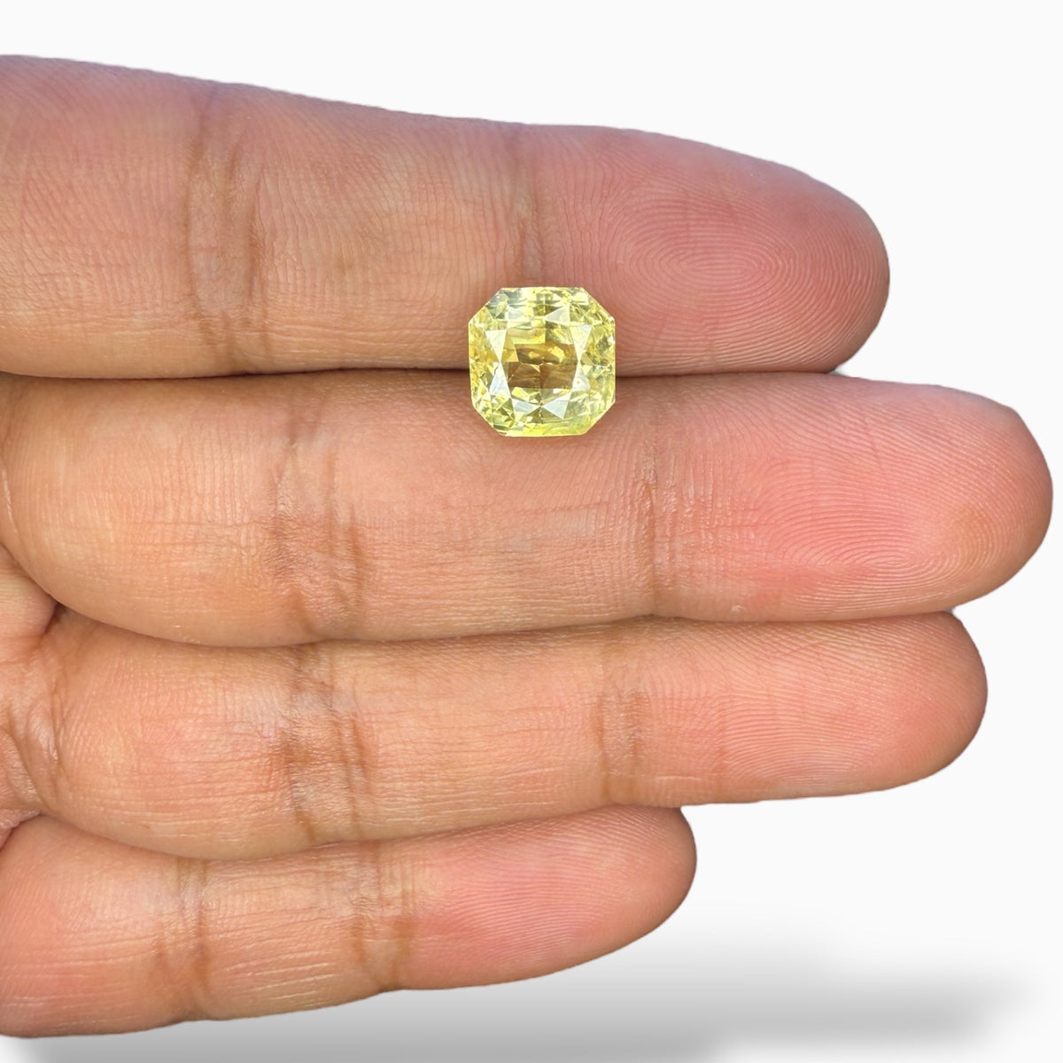 Natural Yellow Sapphire Radiant Cut 6.19 Carats 9.38 x 9.22 x 6.75 mm No Heat Srilanka