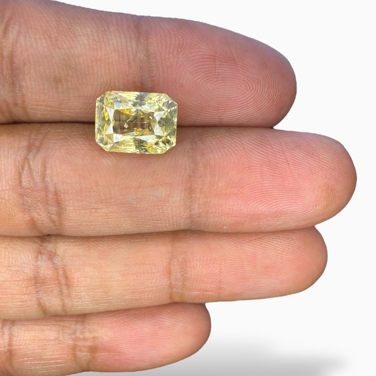 Natural Yellow Sapphire Radiant Cut 8.29 Carats IDL certified No Heat From Ceylon Srilanka