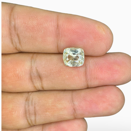 Natural Yellow Sapphire Stone 3.69 Carats Cushion Cut from Srilanka