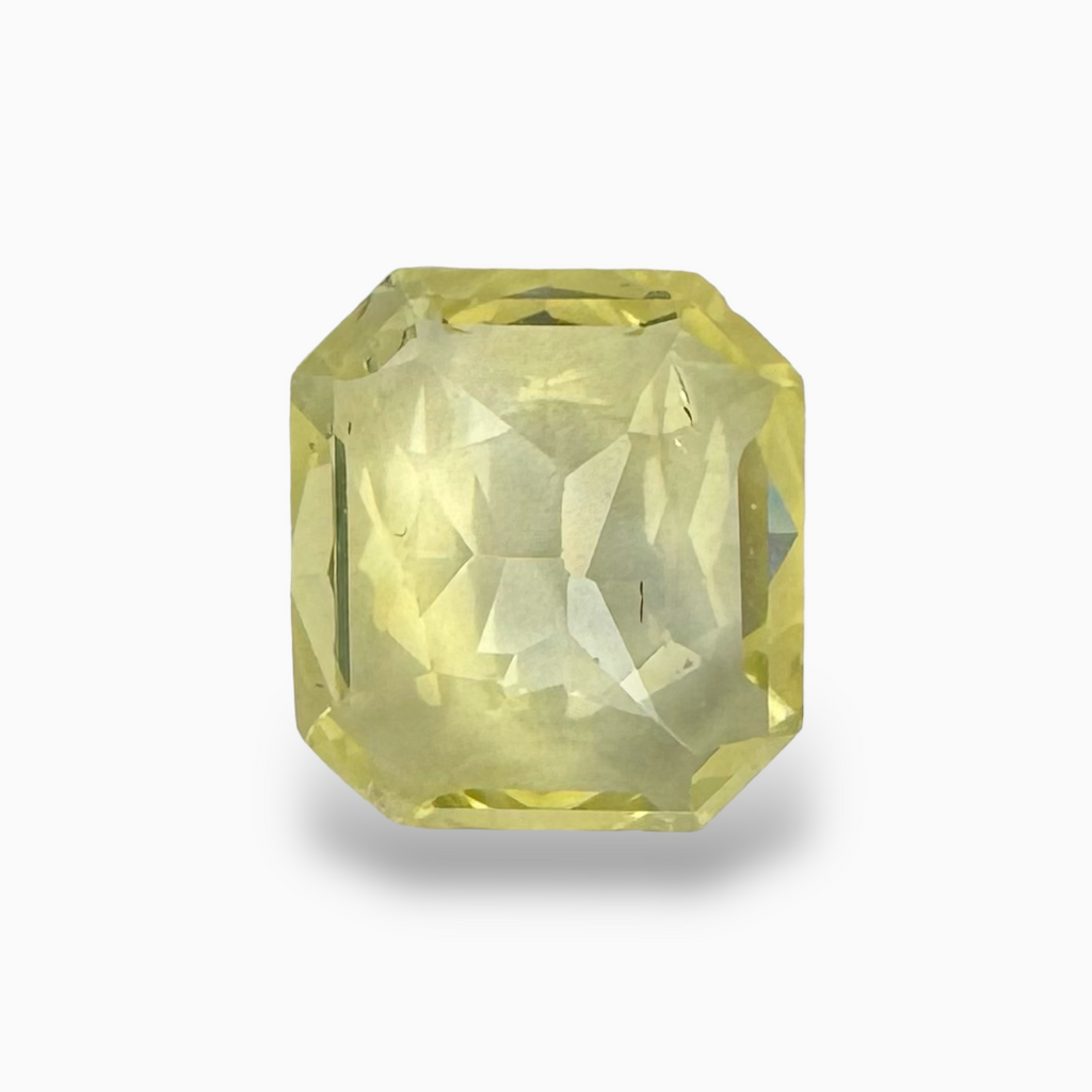 Natural Yellow Sapphire Stone 4.77 Carats Emerald Cut from Srilanka
