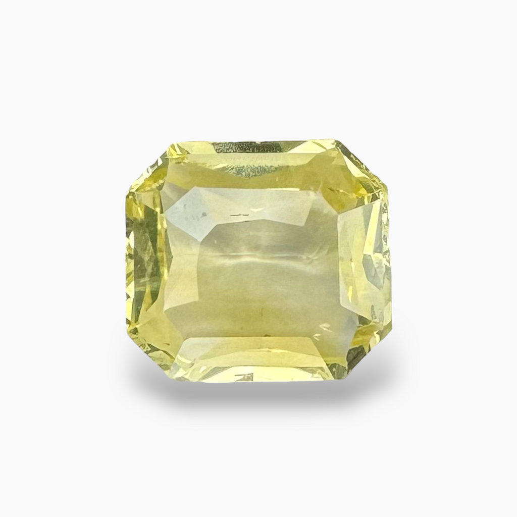 Natural Yellow Sapphire Stone 4.77 Carats Emerald Cut from Srilanka