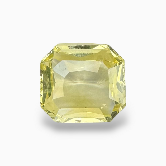 Natural Yellow Sapphire Stone 4.77 Carats Emerald Cut from Srilanka