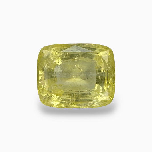 Natural Yellow Sapphire Stone 8.09 Carats in Cushion Shape