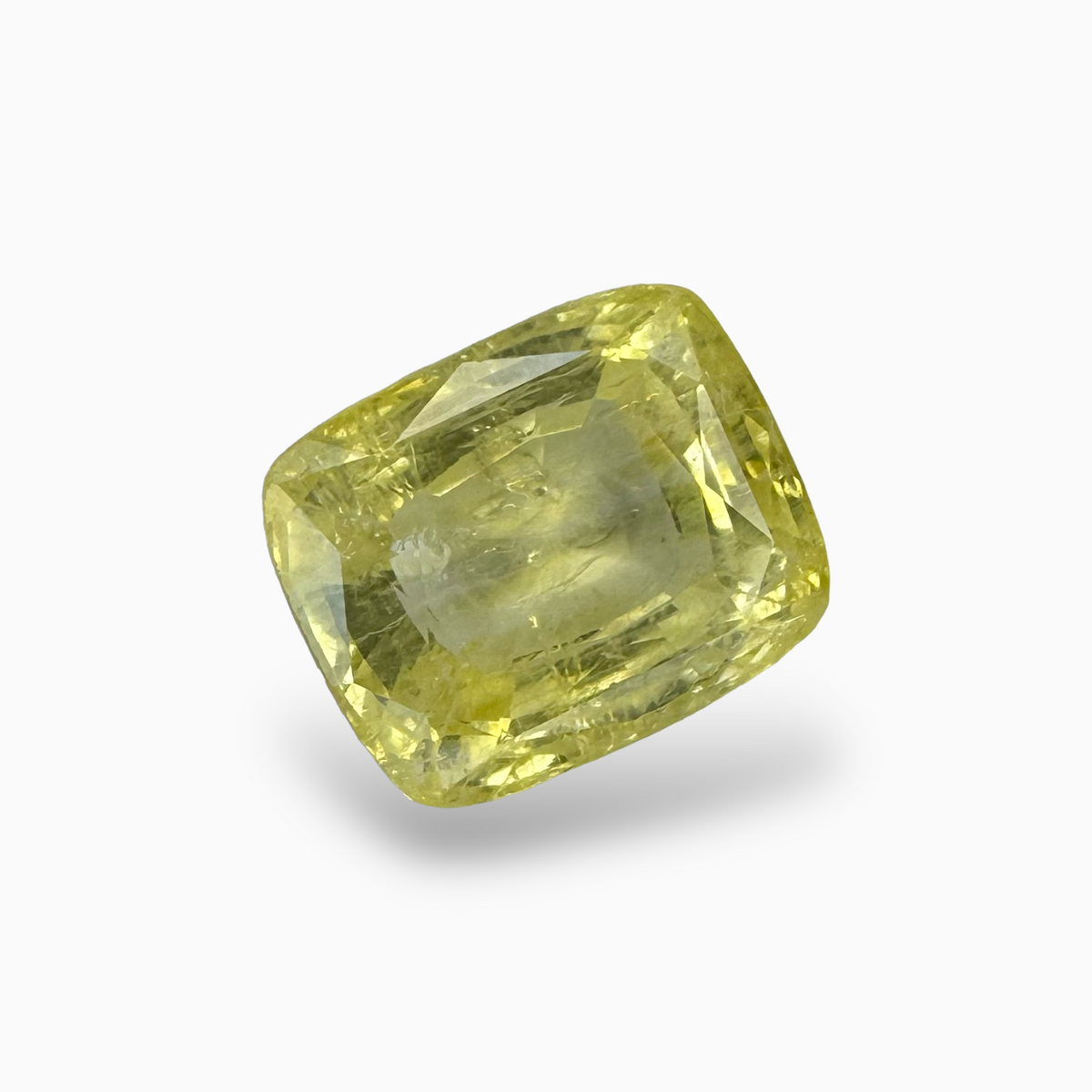 Natural Yellow Sapphire Stone 8.09 Carats in Cushion Shape