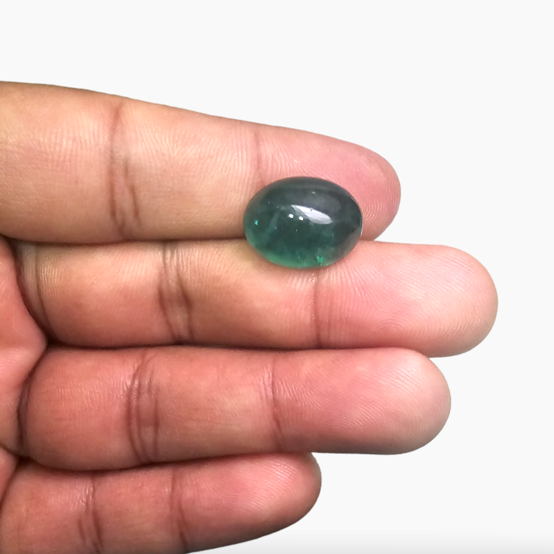 online Natural Zambian Emerald Stone 11.50 Carats Oval Cabocon Cut ( 16.2x14.4 mm )