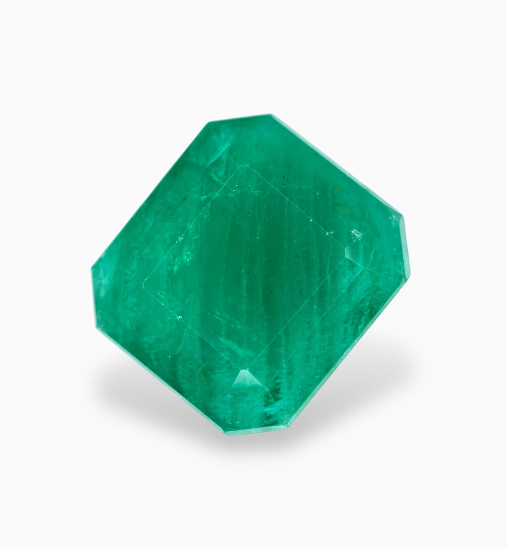 Natural Zambian Emerald Stone 11.81 Carats 13.5x14.6mm