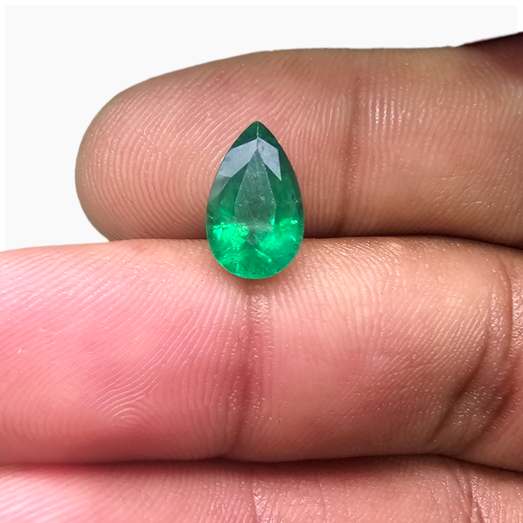 Natural Zambian Emerald Stone 2.62 Carats Pear Cut (11.5x7 mm)