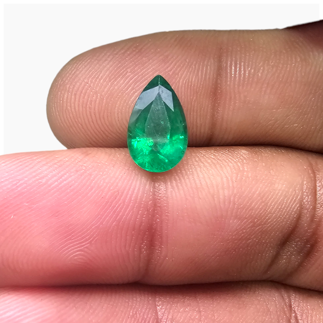 Natural Zambian Emerald Stone 2.62 Carats Pear Cut (11.5x7 mm)