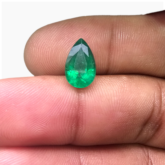 Natural Zambian Emerald Stone 2.62 Carats Pear Cut (11.5x7 mm)