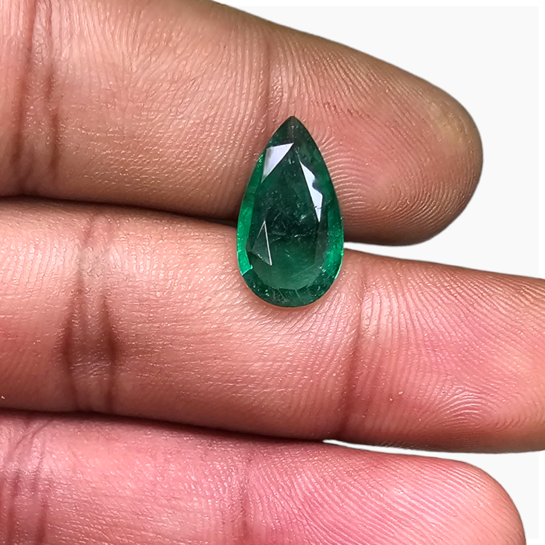 Natural Zambian Emerald Stone 2.98 Carats Pear Cut (15x8.6 mm )
