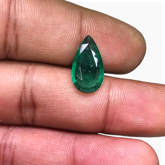 Natural Zambian Emerald Stone 2.98 Carats Pear Cut (15x8.6 mm )