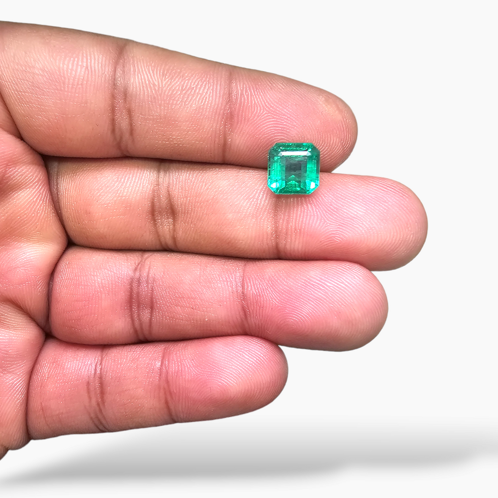 Natural Zambian Emerald Stone 3.26 Carats Asscher Cu