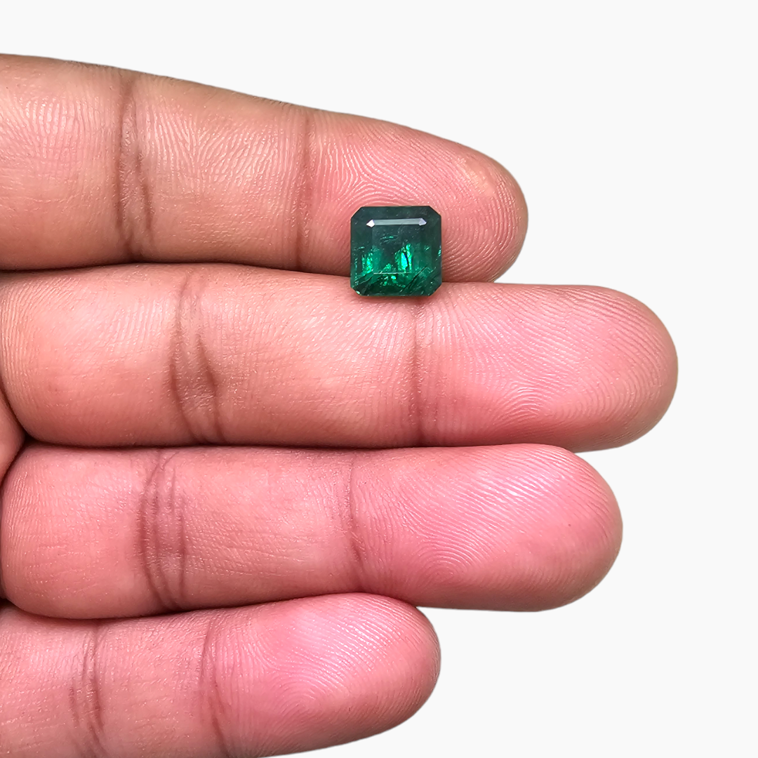 Natural Zambian Emerald Stone 3.66 Carats Asscher Cut