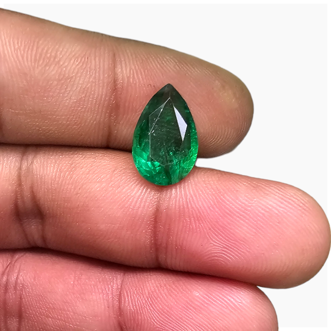 Natural Zambian Emerald Stone 4.26 Carats Pear Cut (14.2x9.5mm)