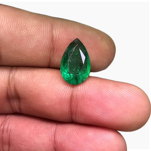 Natural Zambian Emerald Stone 4.26 Carats Pear Cut (14.2x9.5mm)