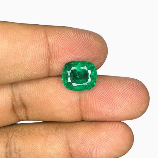 Natural Zambian Emerald Stone 4.31carats  Cushion Cut 11x9.6mm