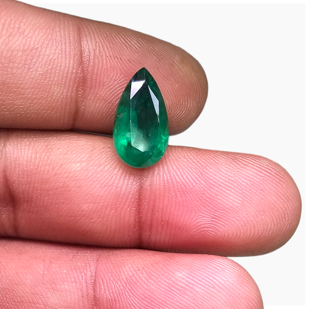 Natural Zambian Emerald Stone 4.41 Carats Pear Cut (14x8 mm )