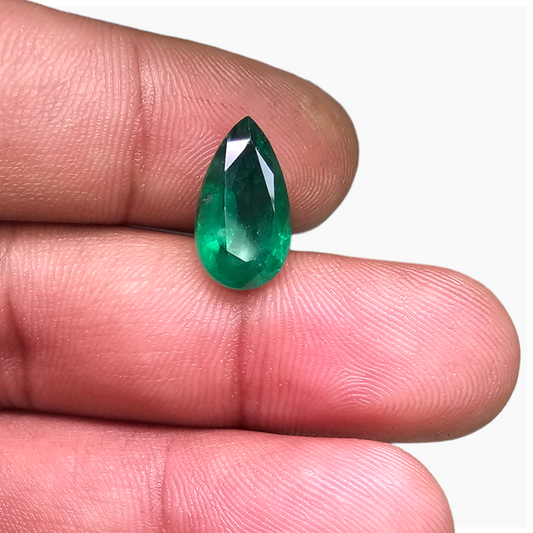 Natural Zambian Emerald Stone 4.41 Carats Pear Cut (14x8 mm )