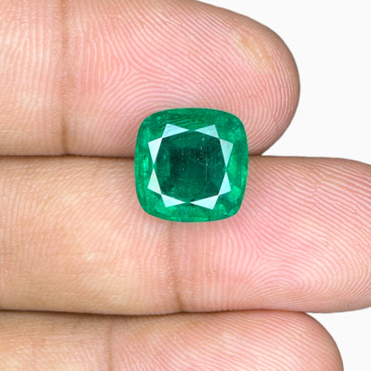 Natural Zambian Emerald Stone 4.48 carat Cushion Cut 10.2x10.2mm