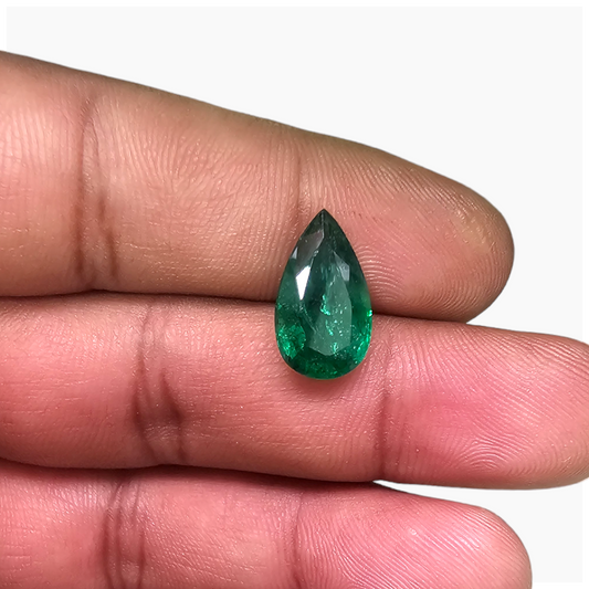 Natural Zambian Emerald Stone 4.61 Carats Pear Cut (15x9 mm )