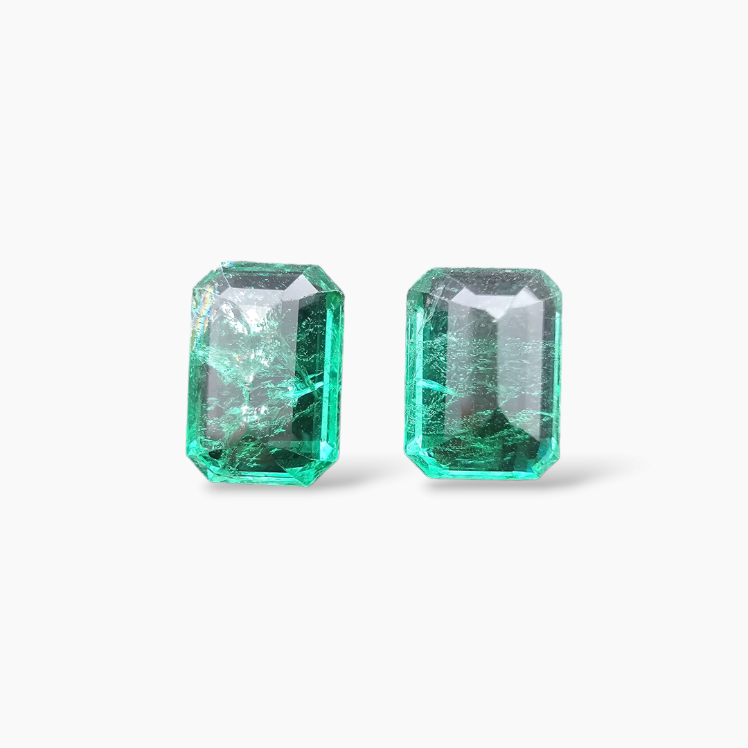 loose Natural Zambian Emerald Stone 4.66 Carats Emerald Cut Pair 