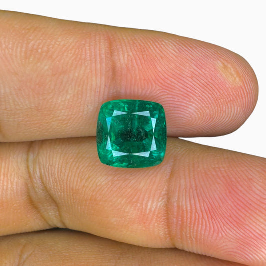 Natural Zambian Emerald Stone 4.73 carats Cushion Cut 9.6x9.4mm