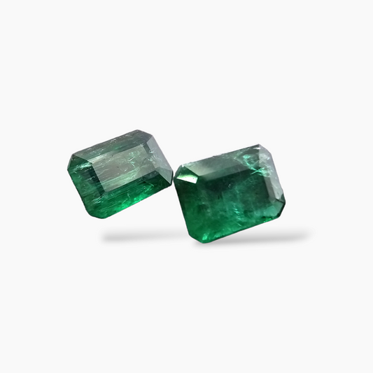 loose Natural Zambian Emerald Stone 9.73 Carats Emerald Cut Pair 