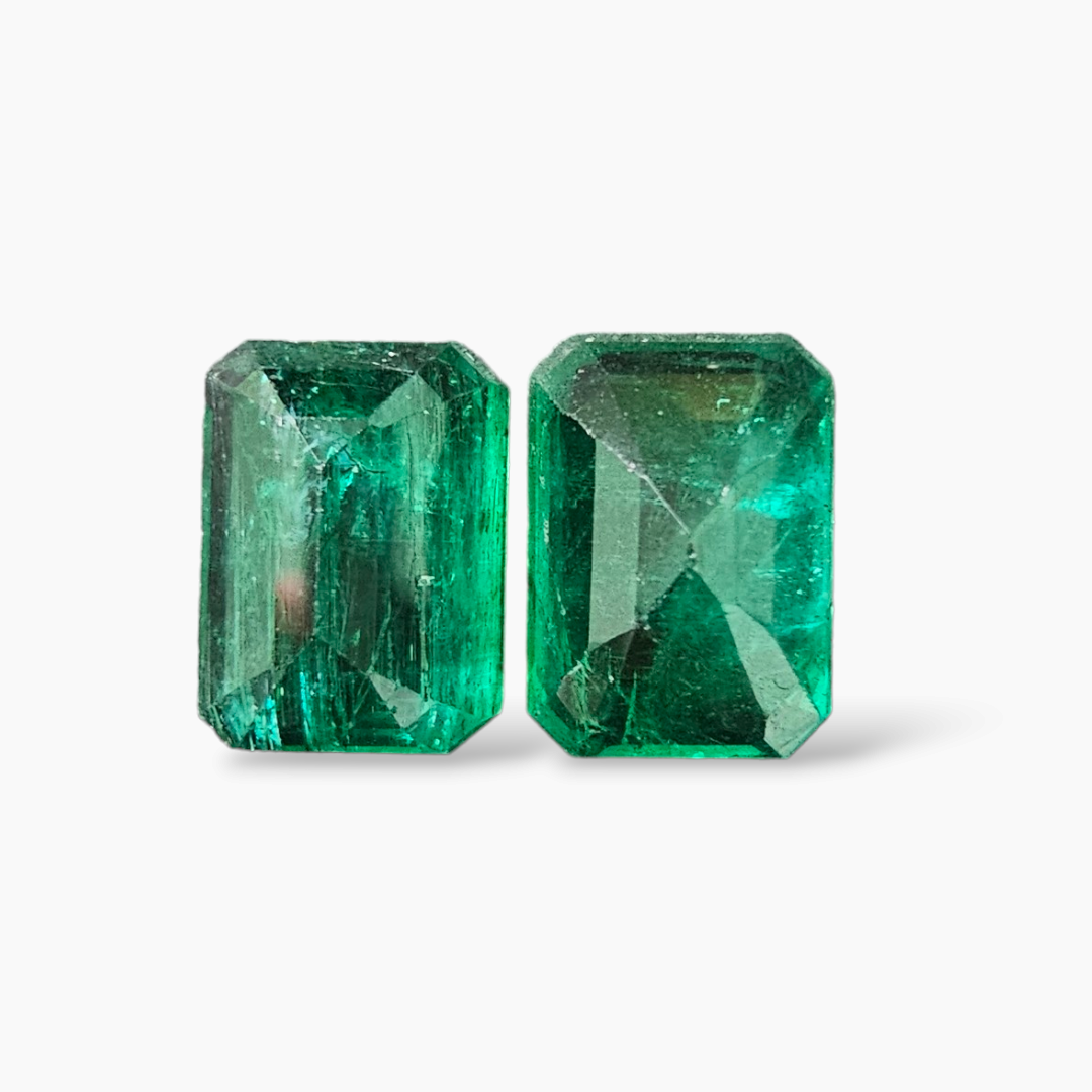 online Natural Zambian Emerald Stone 9.73 Carats Emerald Cut Pair