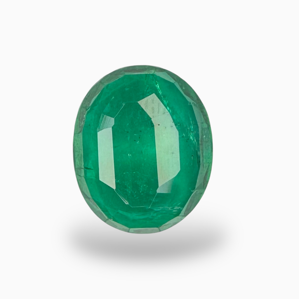 Natural Zambian Emerald Stone 4.80 Carats Oval  12.09x 10.09 x 4.52 mm Idl Certified
