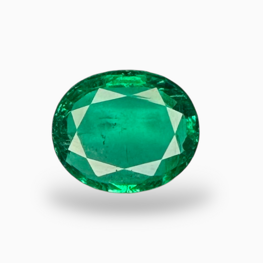 Natural Zambian Emerald Stone 4.80 Carats Oval  12.09x 10.09 x 4.52 mm Idl Certified