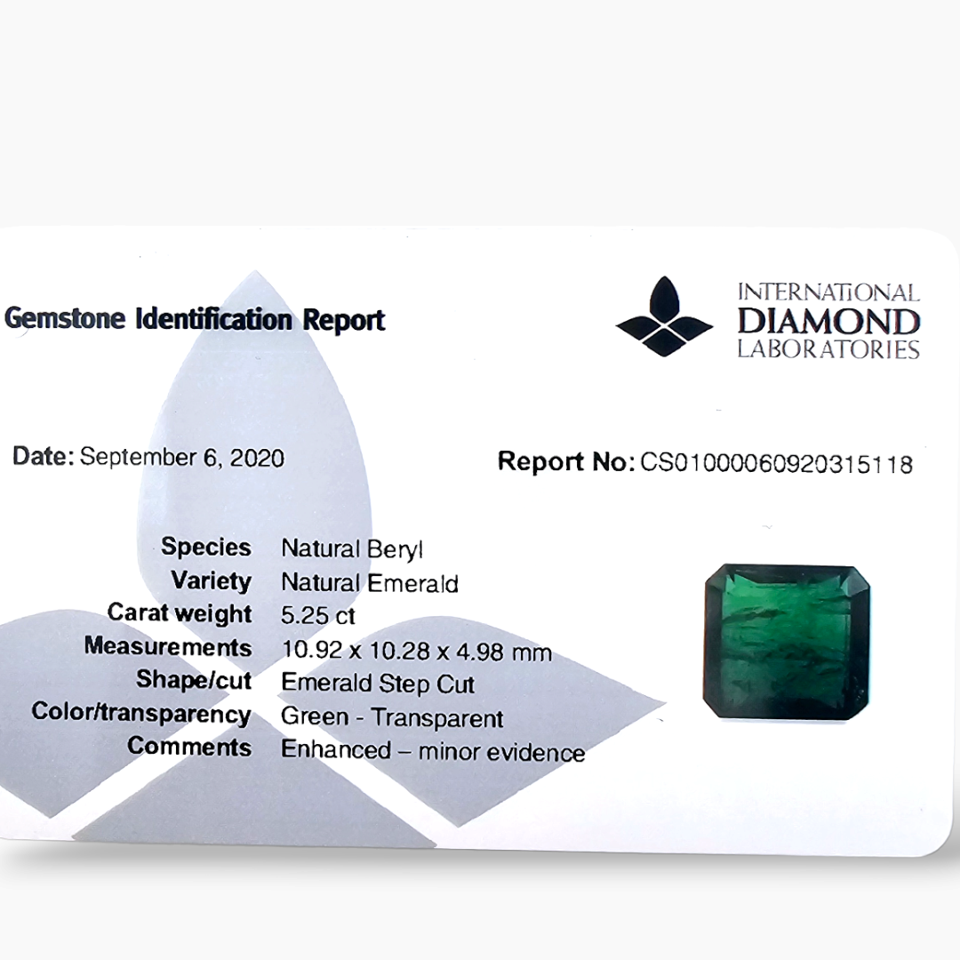 Natural Zambian Emerald Stone 5.25 Carats Emerald Cut