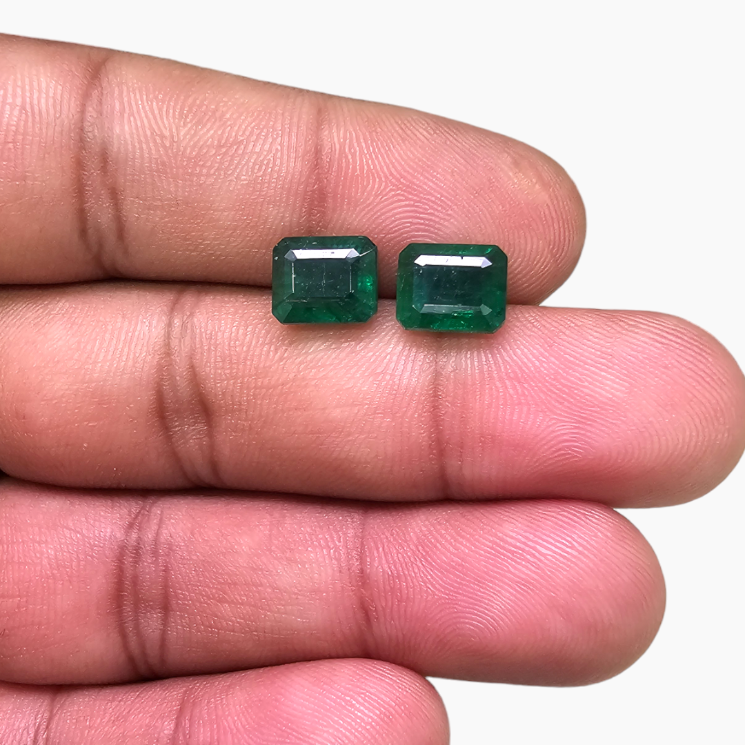 online Natural Zambian Emerald Stone 5.36 Carats Emerald Cut Pair