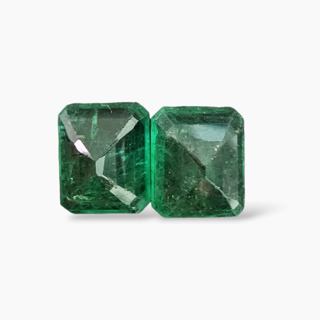 loose Natural Zambian Emerald Stone 5.36 Carats Emerald Cut Pair