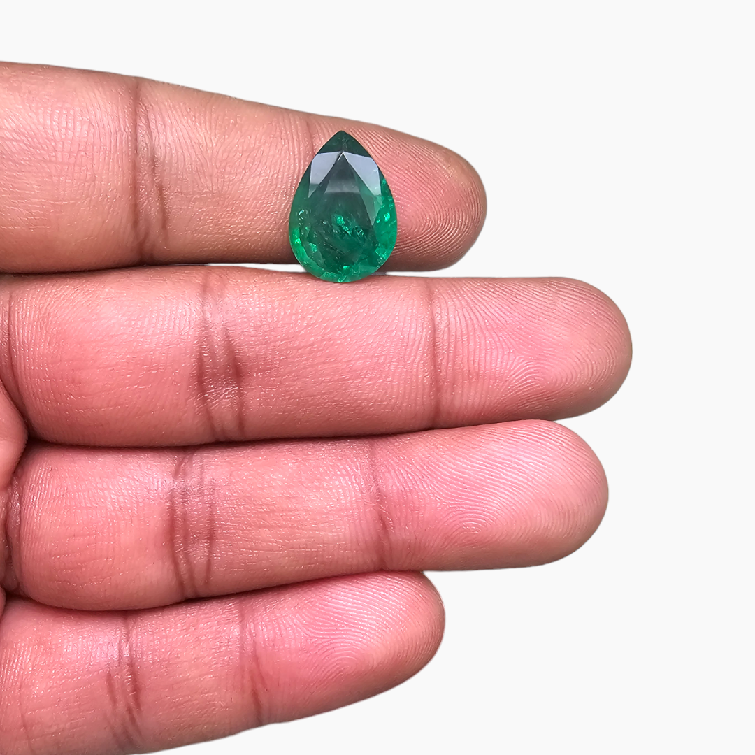 shop Natural Zambian Emerald Stone 6.01 Carats Pear Cut